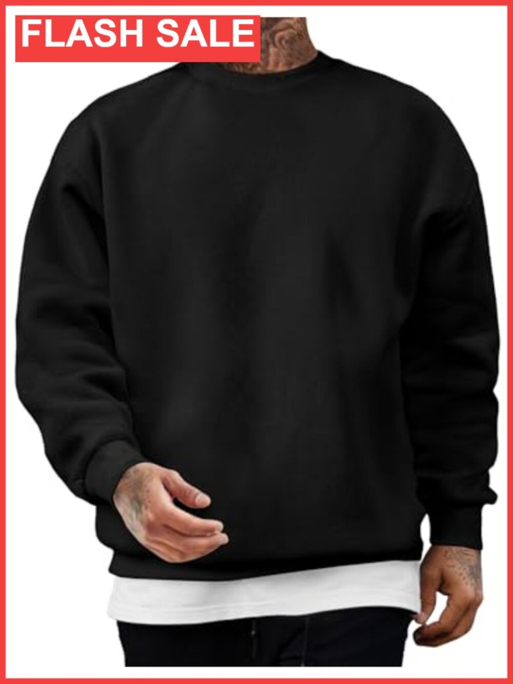 Mens Fleece Lined Crewneck Pullover Sweatshirt Winter Warm